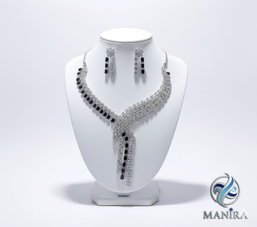 Manira Black Onyx AD Necklace Set