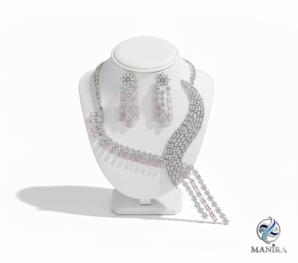 Manira Blush Pink AD Necklace Set