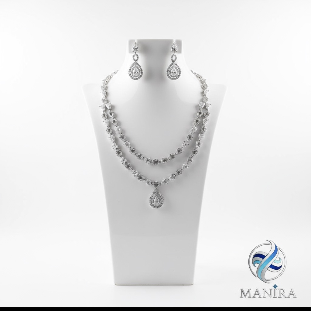 Teardrop Halo AD Necklace Set